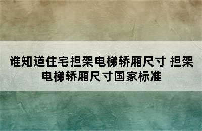 谁知道住宅担架电梯轿厢尺寸 担架电梯轿厢尺寸国家标准